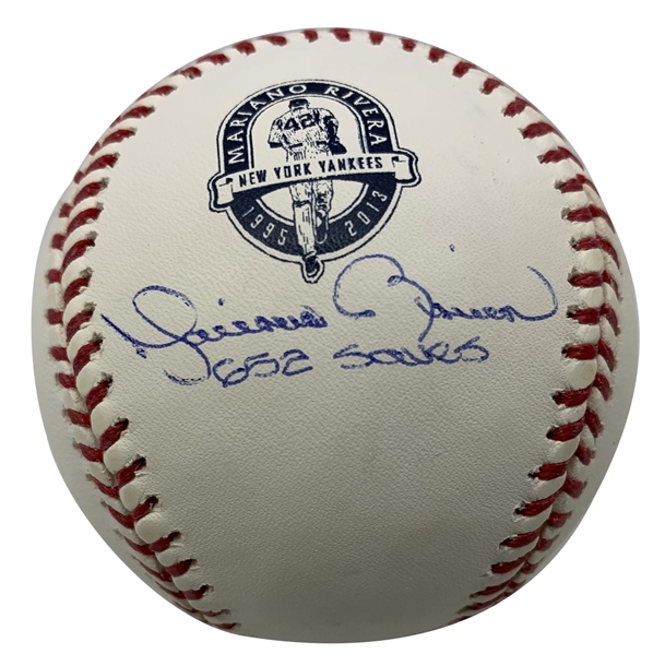 Mariano Rivera Signed & "652 Saves" Inscribed OML Baseball (Steiner)