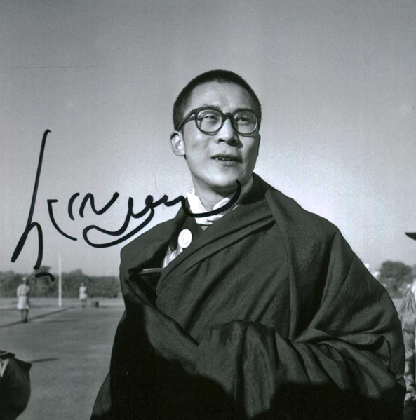 14th Dalai Lama Lot of Two (2) Signed 4" x 4" & 6" x 4" Photographs (Beckett/BAS Guaranteed)