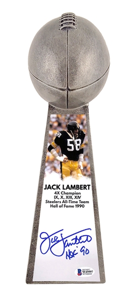 Jack Lambert Signed Vince Lombardi Replica Trophy (Beckett/BAS COA)