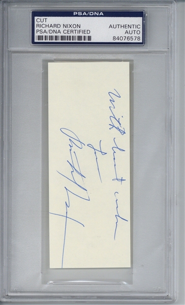 President Richard Nixon Near-Mint Signed 2.25" x 4" Album Page (PSA/DNA Encapsulated)