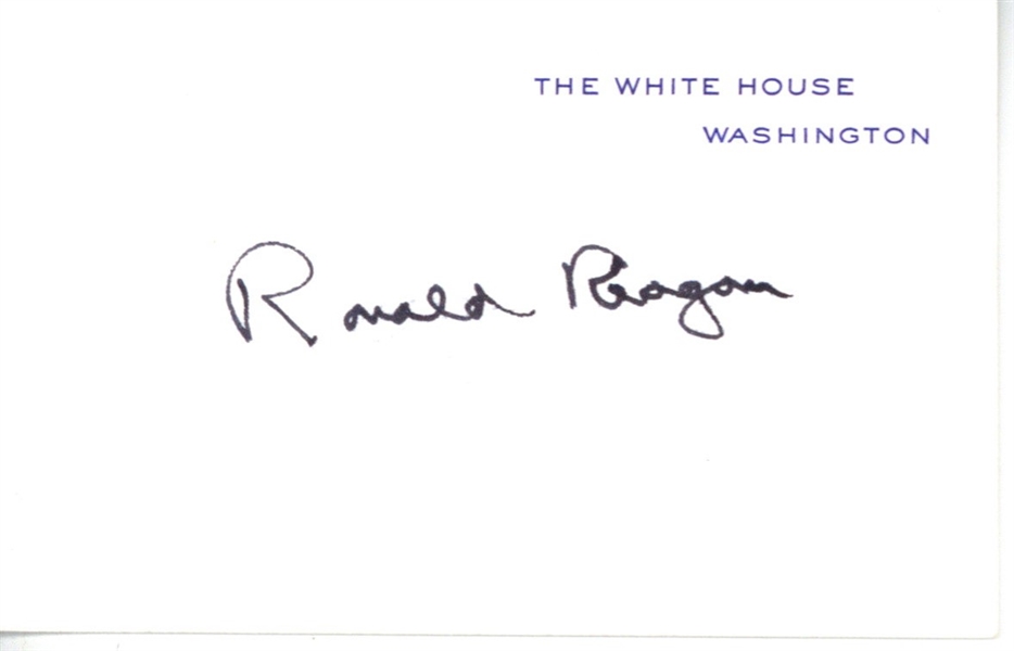 President Ronald Reagan Rare Signed White House Card - One of the Finest to Surface! (PSA/DNA)