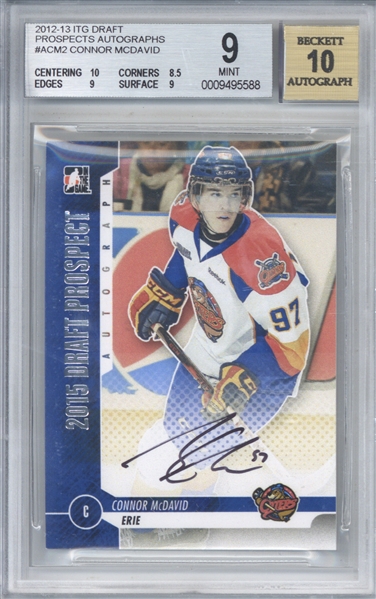 Connor McDavid SIgned 2012-13 ITG Draft Prospects Autographs #ACM2 (BGS 9 10)