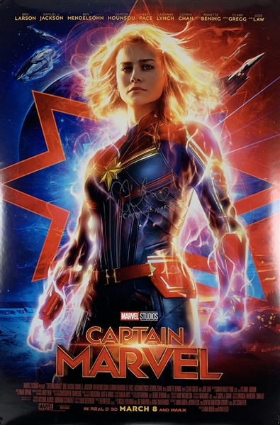 Brie Larson Signed 27" x 40" Captain Marvel Double Sided Poster (Beckett/BAS Guaranteed)