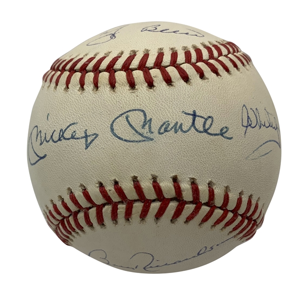 Mickey Mantle, Yogi Berra, Whitey Ford and Bill Richardson Signed OAL Baseball (PSA/DNA)
