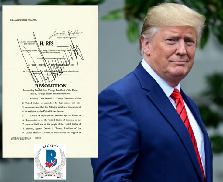 President Donald Trump Amazing Signed Articles of Impeachment Souvenir Typescript (Beckett/BAS LOA)
