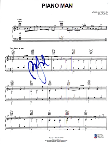 Billy Joel Signed 8.5" x 11" Sheet Music for "Piano Man" (Beckett/BAS)