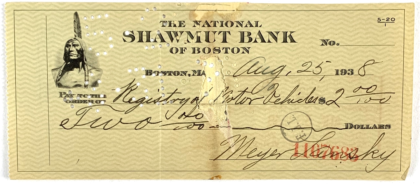 Meyer Lansky Handwritten & Signed Bank Check (Beckett/BAS Guaranteed)