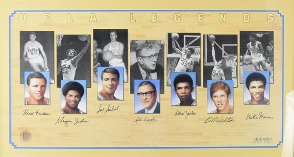 UCLA Legends (7) Abdul-Jabbar, Wooden, Walton, etc. Signed 22"x40" Lithograph (Beckett/BAS Guaranteed)