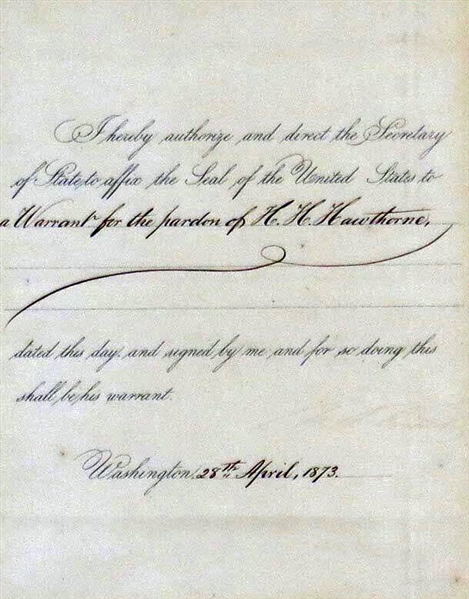 President Ulysses S. Grant Signed 1873 Pardon Document (JSA)