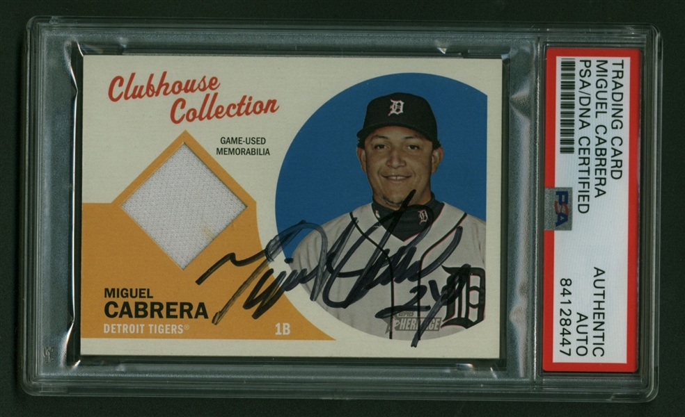 Miguel Cabrera Signed 2012 Topps Heritage Clubhouse Collection Baseball Card (PSA/DNA)