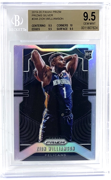 Zion Williamson 2019-20 Panini Prizm Silver Refractor #248 BGS Graded 9.5 GEM MINT with 10 Subgrade!