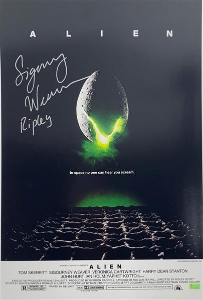 Sigourney Weaver Signed 16" x 24" Alien Poster (Beckett/BAS Guaranteed)