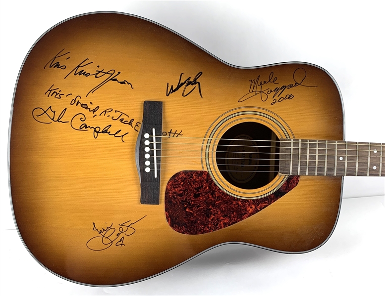 Country Legends Signed Acoustic Guitar w/Willie Nelson, Merle Haggard, Kris Kristofferson, Glen Campbell, etc. (Beckett/BAS Guaranteed)
