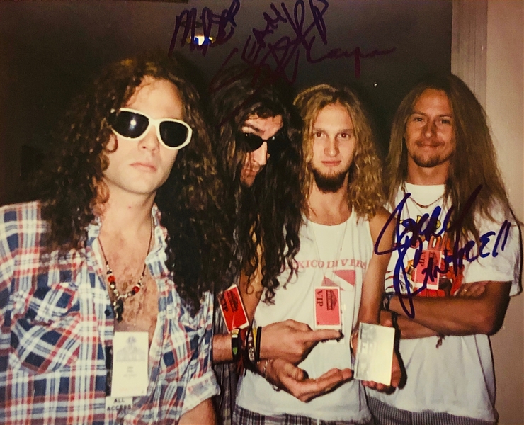 Alice in Chains Rare In-Person Group Signed 8" x 10" Color Photo with Layne Staley! (John Brennan Collection)(Beckett/BAS Guaranteed)