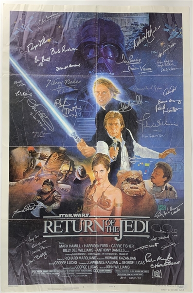 Star Wars: Return of the Jedi Cast Signed Original Style B One Sheet Poster with 38 Autographs! (Beckett/BAS Guaranteed)