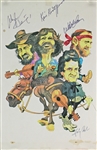 The Highwaymen Unique Signed 11" x 17" Caricature Sketch with Johnny Cash, Kris Kristofferson, Waylon Jennings & Willie Nelson (Beckett/BAS LOA)
