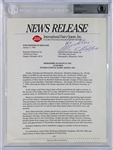 Warren Buffett Signed & Inscribed Press Release For Berkshire Hathaway Aquisition of Dairy Queen! (Beckett/BAS Encapsulated)