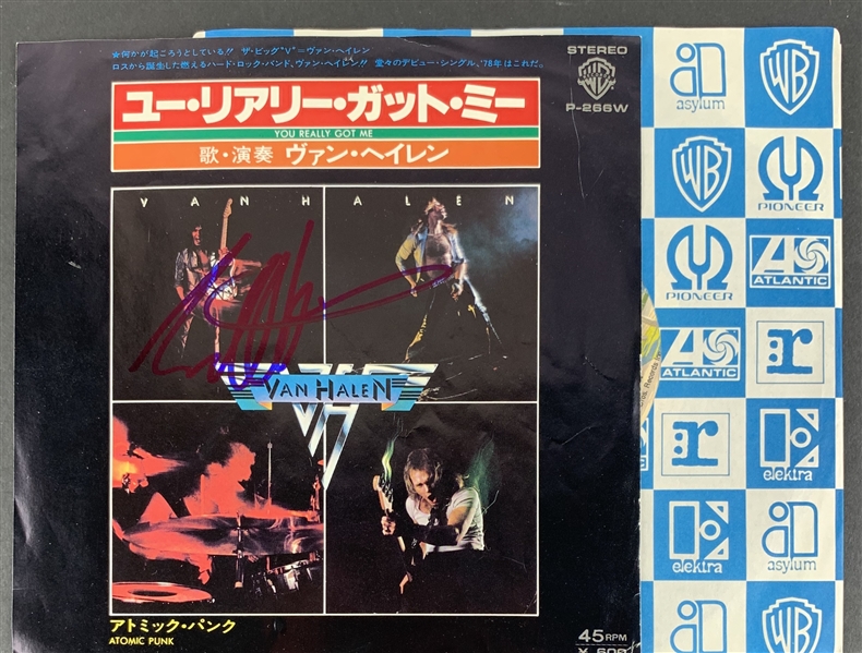 Eddie Van Halen Signed Japanese 45 RPM Cover Sleeve for "Atomic Punk" (John Brennan Collection)(Beckett/BAS Guaranteed)