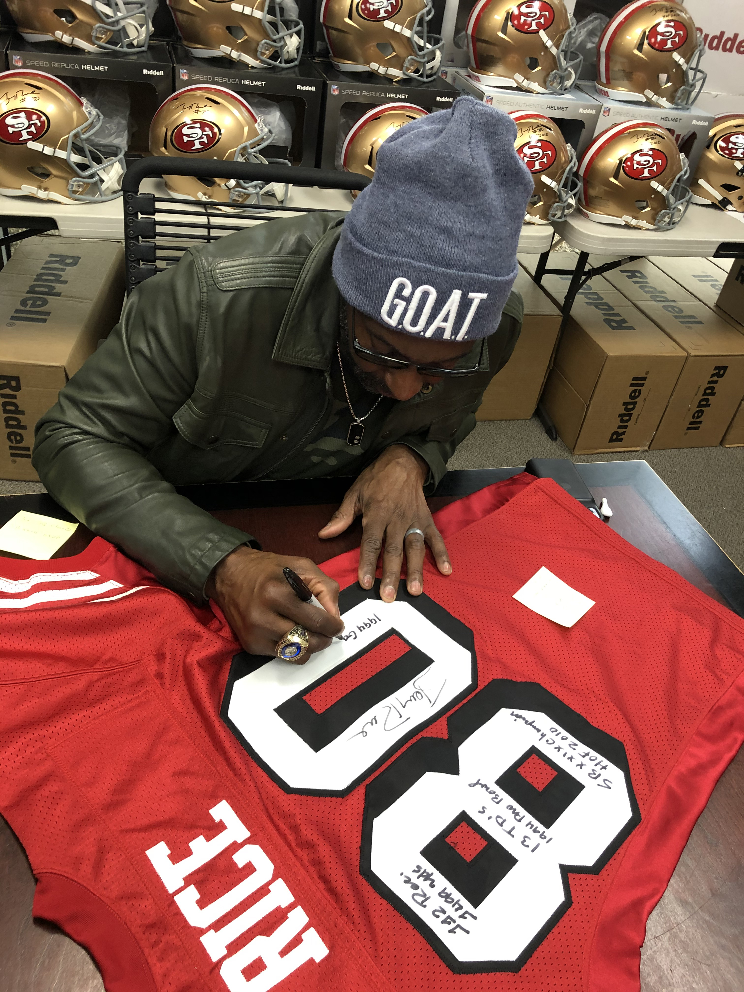 Lot Detail - 1994 Jerry Rice San Francisco 49ers Game Used & Signed Jersey  with Rice LOA & Signing Photo Proof! (Super Bowl Season)(Beckett/BAS LOA)