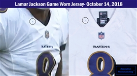 2018 Lamar Jackson Game Used Baltimore Ravens Rookie Jersey