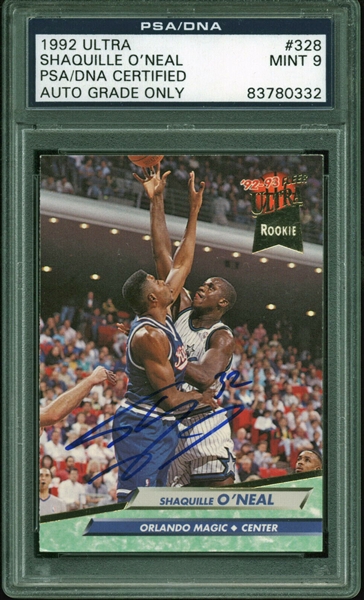 Shaquille ONeal Signed 1992-93 Fleer Ultra #328 Rookie Card - PSA/DNA Graded MINT 9