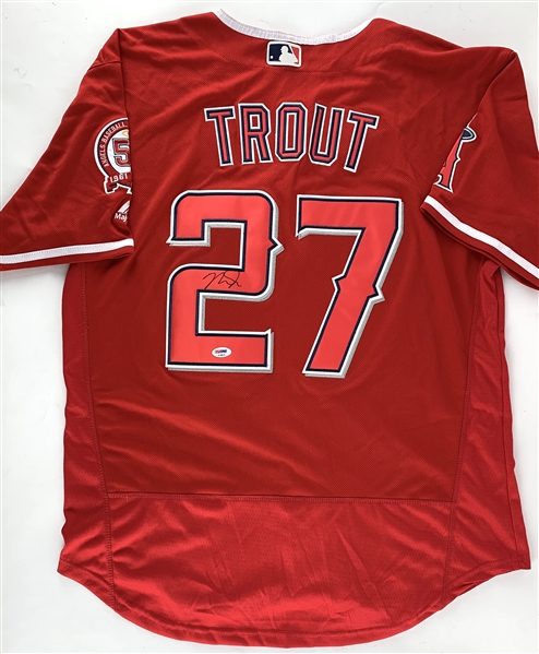 Mike Trout Signed Los Angeles Angels 2011 Rookie Style Red Alternate Jersey (PSA/DNA COA)