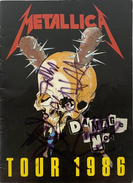 Lot Detail - Metallica Group Signed Damage Inc 1986 Tour Program with ...