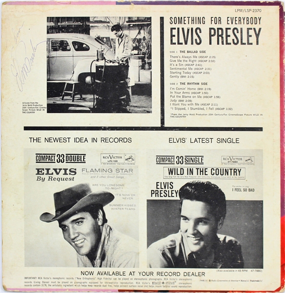 Elvis Presley Superb Signed "Something for Everybody" Record Album (JSA)