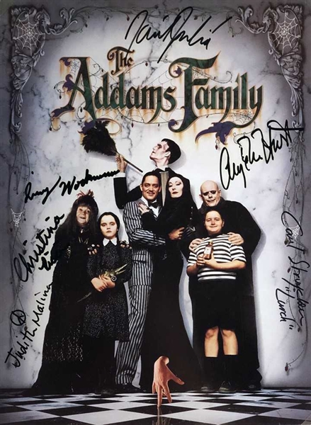 The Addams Family Cast Signed 1991 Movie Program w/ Julia, Huston, Ricci + 3 More (Beckett/BAS Guaranteed)