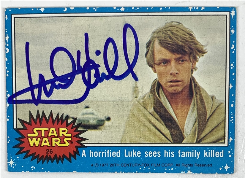 Mark Hamill Signed 1977 Topps Star Wars Trading Card #26 - A Horrified Luke (Beckett/BAS Guaranteed)(Steve Grad Collection)