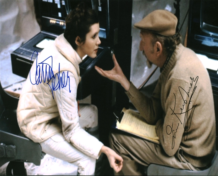 Carrie Fisher & Irvin Kershner Signed 8" x 10" Color Photo from "The Empire Strikes Back" (Beckett/BAS Guaranteed)(Steve Grad Collection)