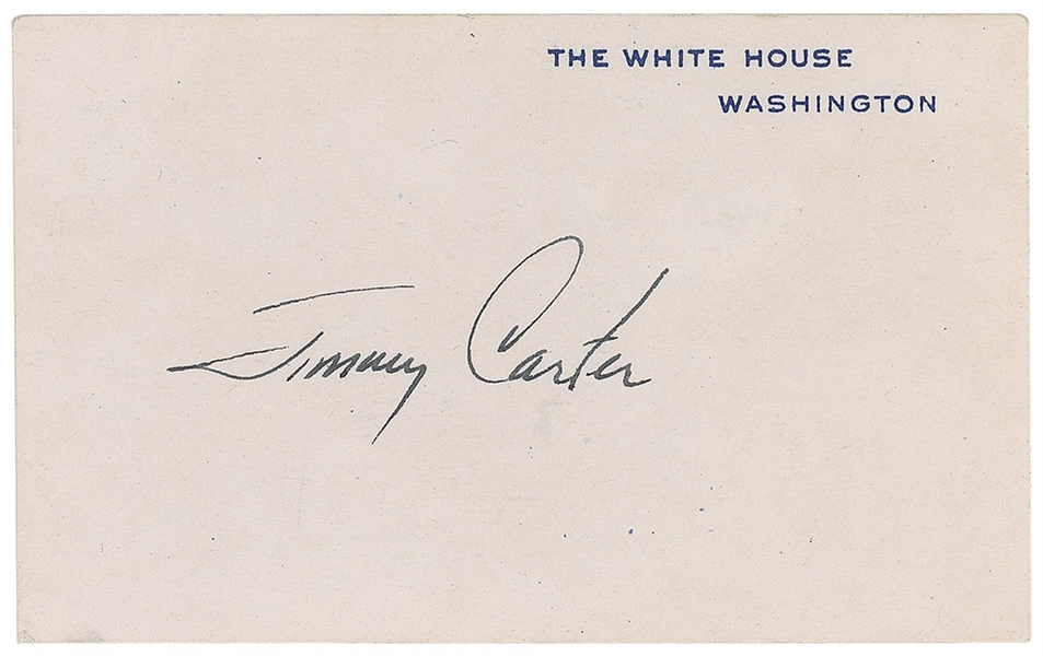 Jimmy Carter RARE Signed 4" x 2.5" White House Card (JSA)