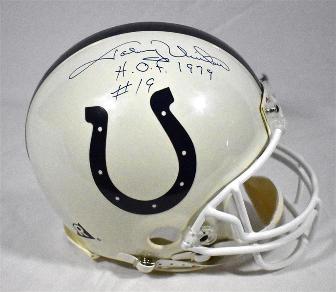 Johnny Unitas Signed & Inscribed "HOF 79, #19" PROLINE Full-Size Colts Helmet (Beckett/BAS)