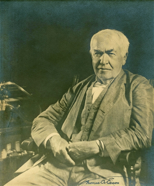 Thomas Edison Bold & Impressive Signed Over-Sized 11" x 14" Photograph (Beckett/BAS Guaranteed)