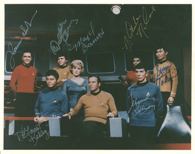 Star Trek Group Signed 8" x 10" Color Cockpit Photograph w/ 7 Signatures! (Beckett/BAS Guaranteed)