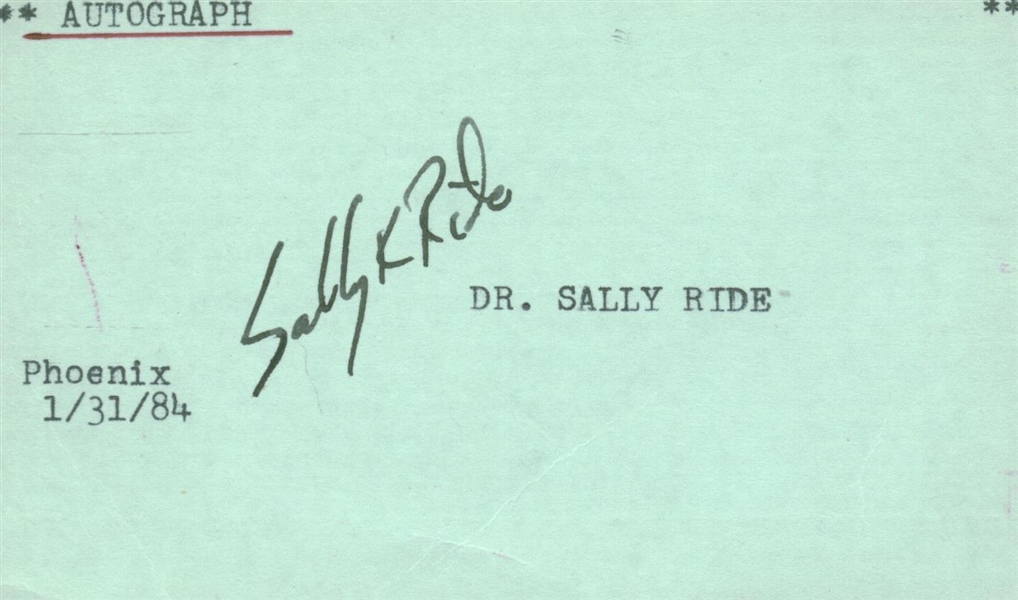 Sally Ride Vintage Signed 3" x 5" Index Card (Beckett/BAS Guaranteed)
