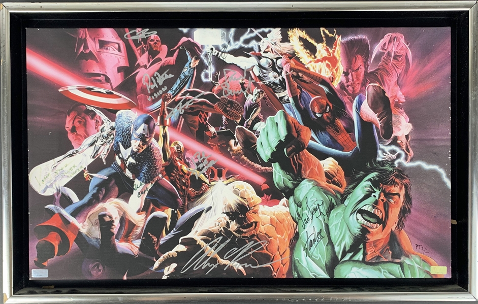 Alex Ross Incredible "Marvel Unleashed" Multi-Signed 21" x 12.5" Printers Trial 1/1 Canvas w/ Stan Lee, Ferrigno & Others! (Beckett/BAS Guaranteed)