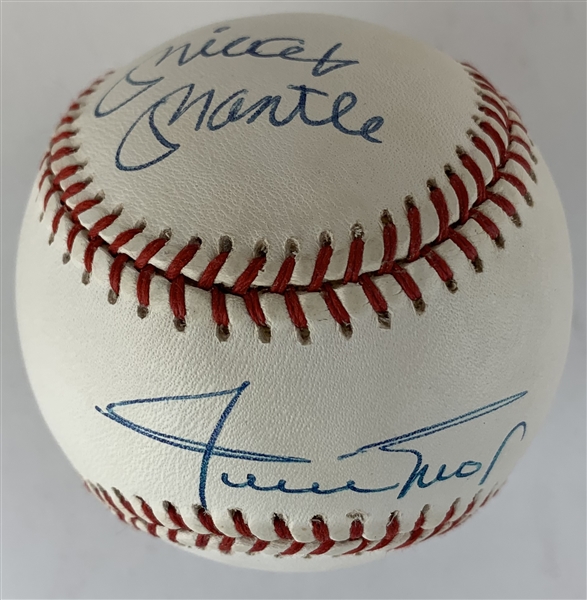 Lot Detail Mickey Mantle Willie Mays And Duke Snider Signed Onl Baseball Beckettbas Guaranteed