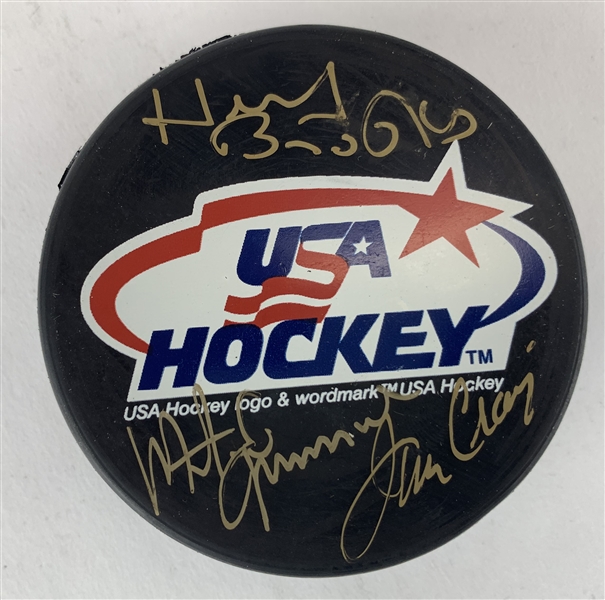 1980 Miracle On Ice: Herb Brooks, Jim Craig & Mike Eruzione Signed USA Hockey Official Puck (Beckett/BAS Guaranteed)