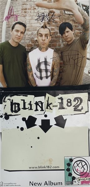 Blink 182 Vintage Group Signed 12" x 24" Self Titled Album Poster (Beckett/BAS Guaranteed)