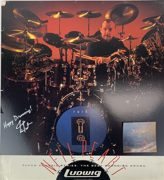 RUSH: Neil Peart ULTRA-RARE Signed 32" x 32" Promotional Poster w/ "Happy Drumming" Inscription! (Beckett/BAS Guaranteed)