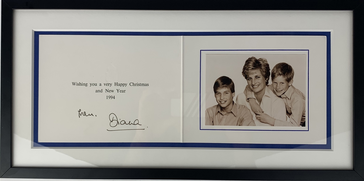 Princess Diana Impressive Signed & Framed 1994 Holiday Card (Beckett/BAS Guaranteed)