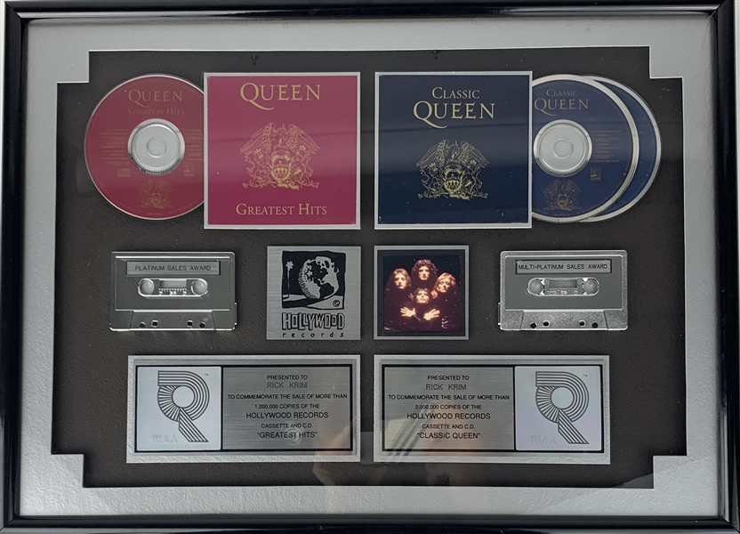 Queen Framed RIAA Sales Award 23" x 17" Display Presented To Sony Music Co-President Rick Krim! 