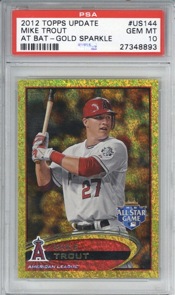 Mike Trout Rare 2012 Topps Update Gold Sparkle #US144 Rookie Card - PSA Graded GEM MINT 10!