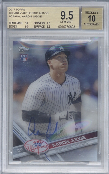 Aaron Judge Signed 2017 Topps Clearly Authentic Autographs #CAAUAJ Rookie Card (Beckett/BGS Graded 9.5 w/ 10 Auto)