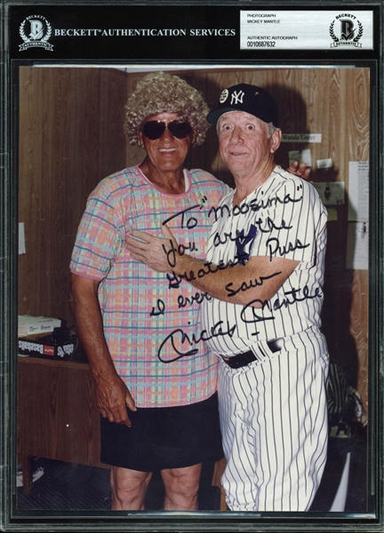 Mickey Mantle Hilarious Signed Photograph to Moose Skowron in Drag! (BAS/Beckett Encapsulated)
