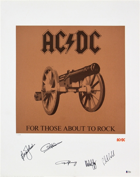 AC/DC Group Signed Limited Edition Lithograph: "For Those About to Rock" (Beckett/BAS)