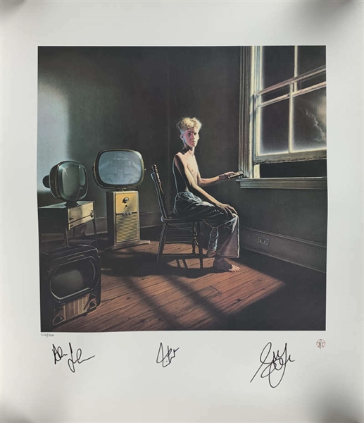 RUSH: Group Signed "Power Windows" 16" x 20" Lithograph w/ All Three Members! (Beckett/BAS)