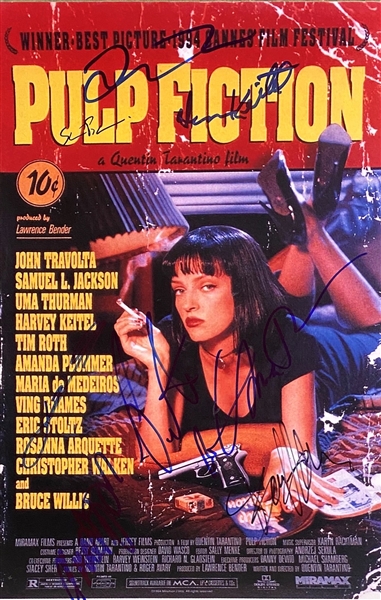 Pulp Fiction Rare and Desirable Cast Signed 12" x 18" Poster Style Photograph w/Tarantino, Thurman, Keitel, etc. (Beckett/BAS Guaranteed)