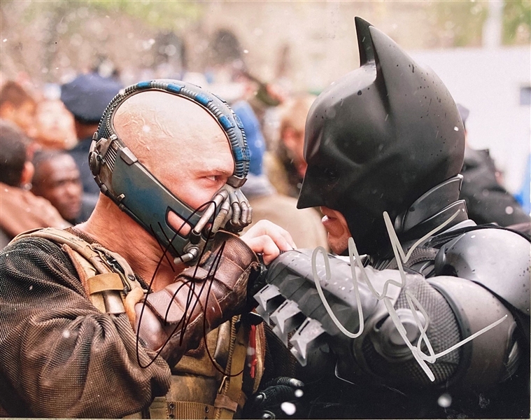 The Dark Knight Rises: Christian Bale & Tom Hardy Signed 11" x 14" Color Photo (Beckett/BAS Guaranteed)